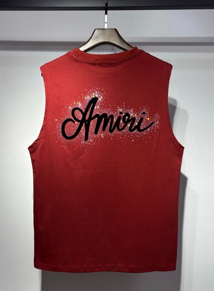 Front Mini Rhinestone Script Emblem Back Big Cursive Brand Letter Print Tank Top 4 colors 29306999