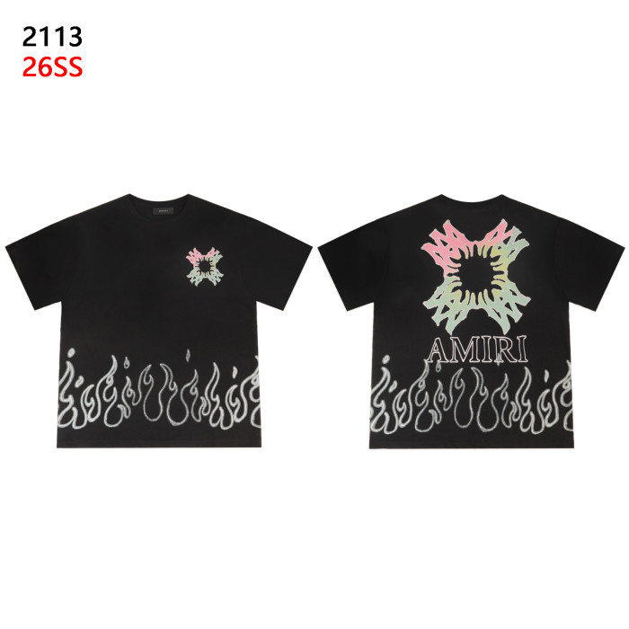 Gradient Cross Logo Bottom Flame Line Print Back Big Gradient Broken Cross Tee 3 colors 29306981