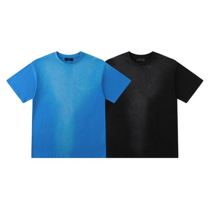 Gradient Ombre Pigment Washed Single-Sided Chest Embossed Gothic Script Logo Tee 2 colors 29306983