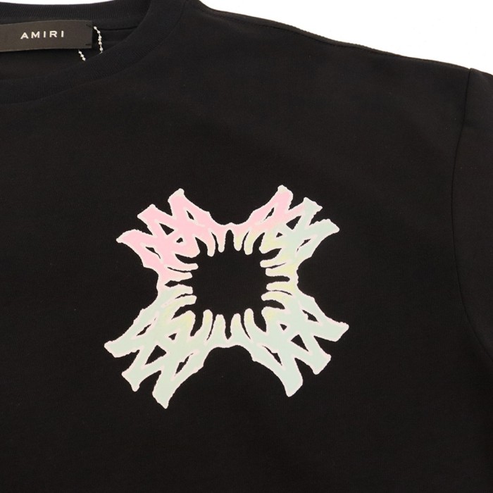 Gradient Cross Logo Bottom Flame Line Print Back Big Gradient Broken Cross Tee 3 colors 29306981