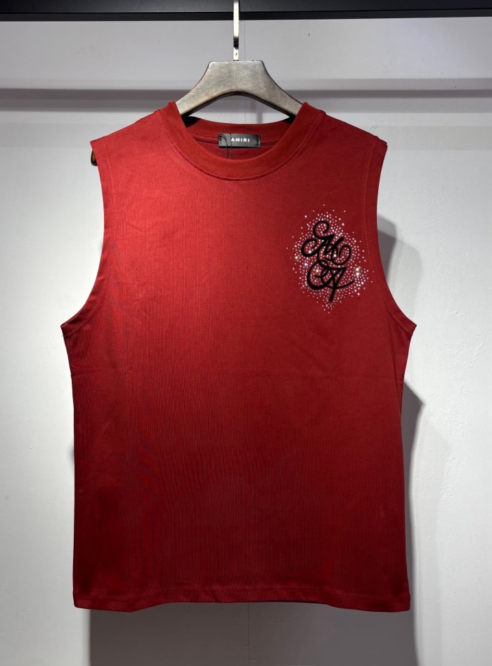 Front Mini Rhinestone Script Emblem Back Big Cursive Brand Letter Print Tank Top 4 colors 29306999