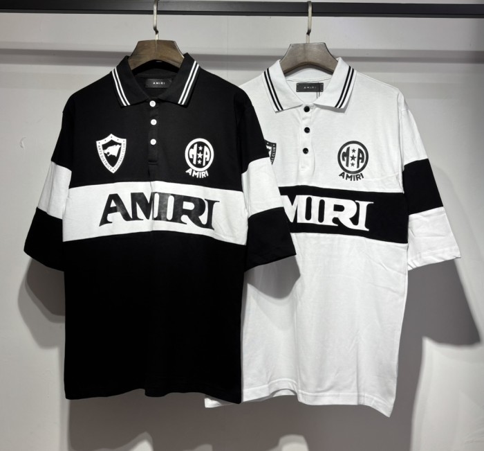 Double Emblem Logo Large Horizontal Letter Print Oversized Striped Collar Polo  Shirt 2 colors 29307078