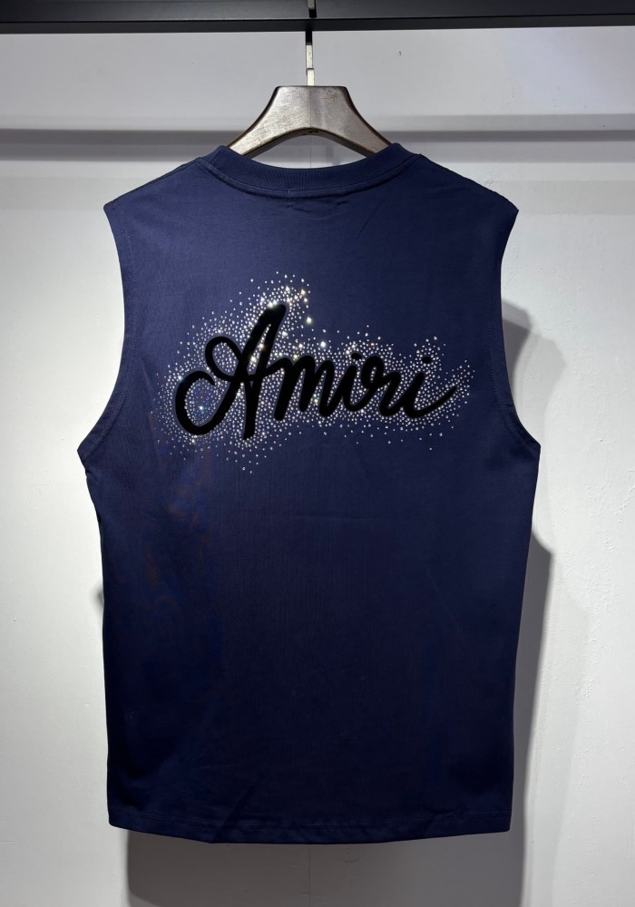 Front Mini Rhinestone Script Emblem Back Big Cursive Brand Letter Print Tank Top 4 colors 29306999
