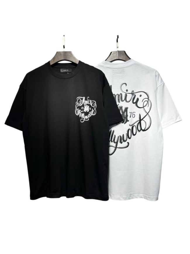Front Mini Circular Hollywood Script Emblem Back Oversized Swirl Flourish Letter Print Tee 2 colors 29307018