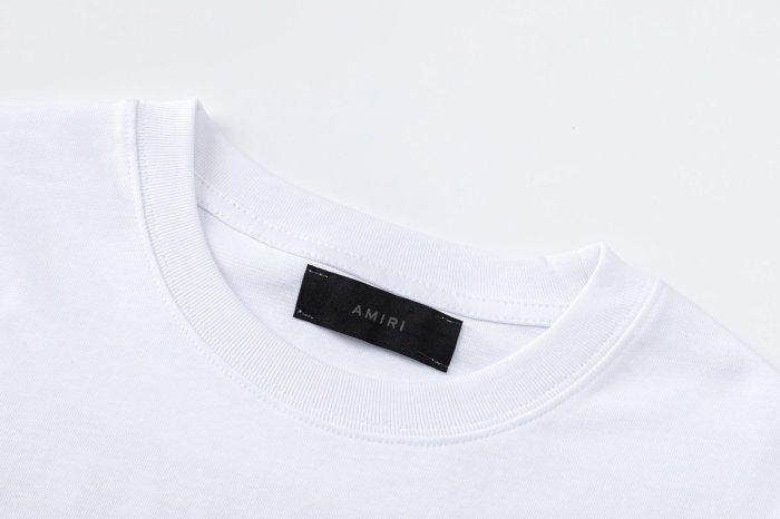 Gradient Blue PROPERTY OF AMIRI 1994 Text Back Large Distressed Bold Block Letter Tee 2 colors 29307012