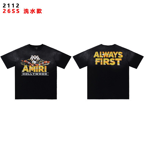 Washed Faded Front Hollywood Race Flag Graphic Back ALWAYS FIRST Letter Print Tee 2 colors 29306987