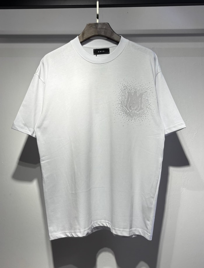 Rhinestone Printing Design Chest Burst Scatter Double A Logo Back Surround Rhinestone Letter Tee 3 colors 29307039