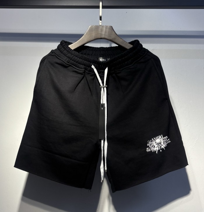Side Bottom Gothic Letter Logo Raw Cut Hem Drawstring Sweat Shorts 2 colors 29306990