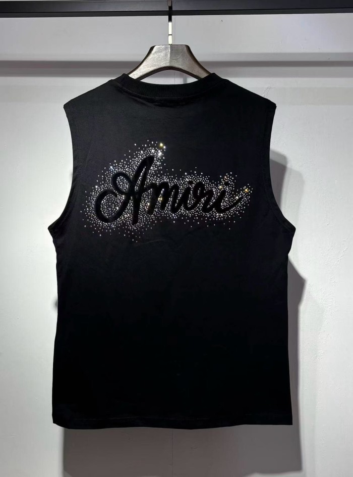 Front Mini Rhinestone Script Emblem Back Big Cursive Brand Letter Print Tank Top 4 colors 29306999