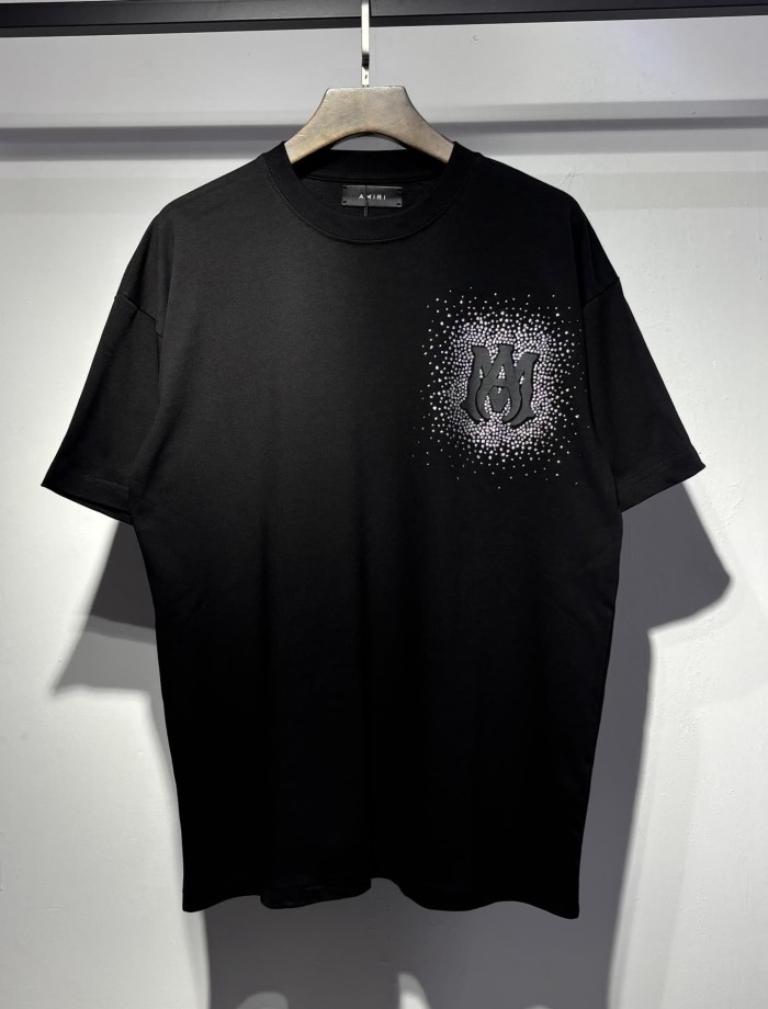 Rhinestone Printing Design Chest Burst Scatter Double A Logo Back Surround Rhinestone Letter Tee 3 colors 29307039