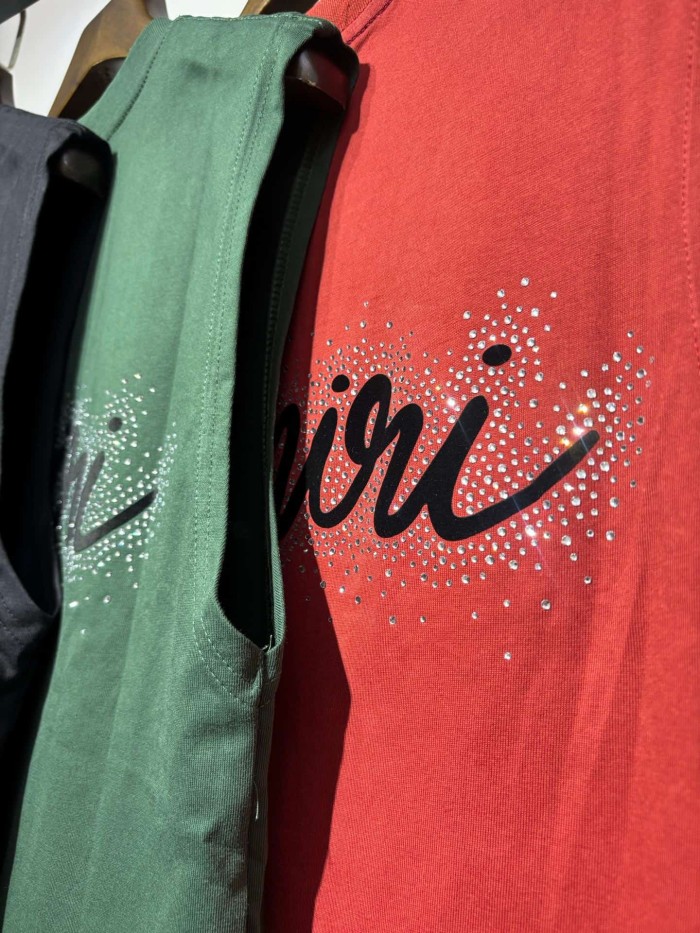 Front Mini Rhinestone Script Emblem Back Big Cursive Brand Letter Print Tank Top 4 colors 29306999