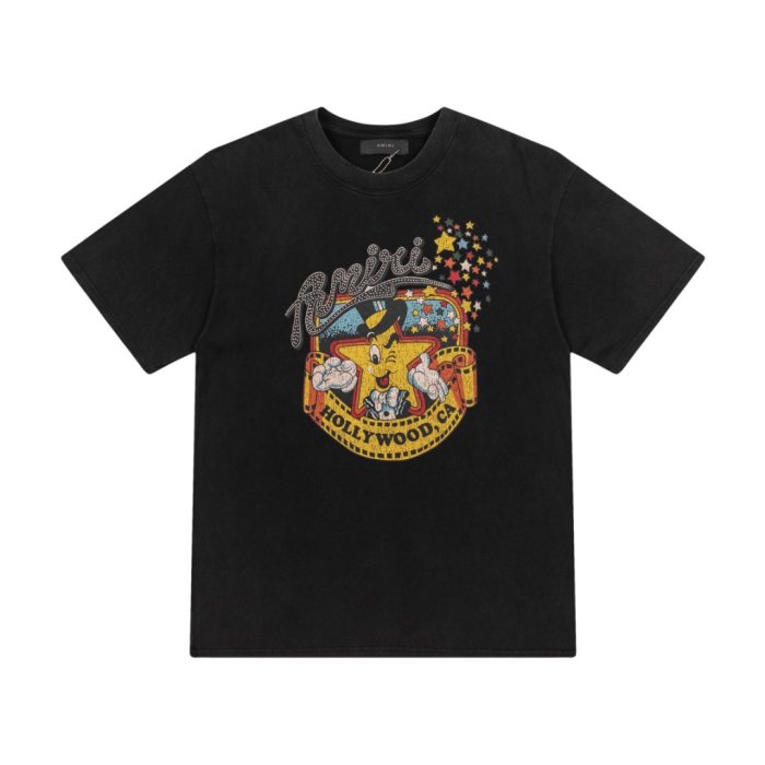Single-Sided Retro Cartoon Hollywood Star Film Reel Graphic Plain Back Oversized Tee 2 colors 29307046