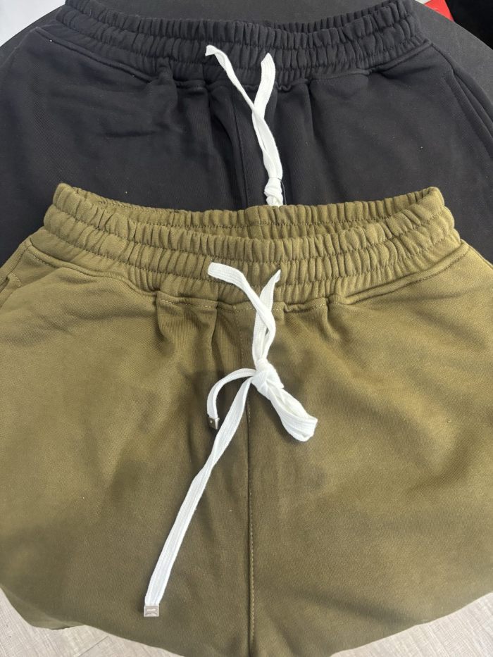 Front Lower Leg Embroidery Letter Logo Raw Frayed Hem Elastic Drawstring Sweat Shorts 2 colors 29306992