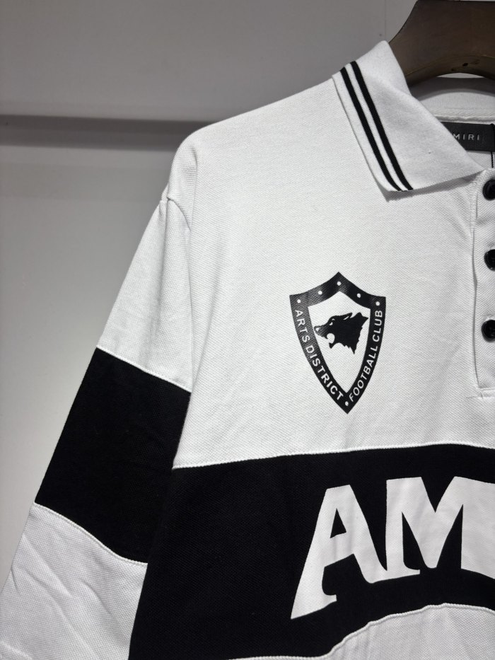 Double Emblem Logo Large Horizontal Letter Print Oversized Striped Collar Polo  Shirt 2 colors 29307078