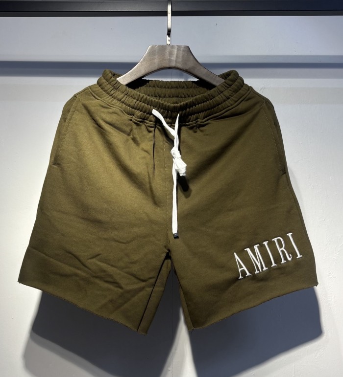 Front Lower Leg Embroidery Letter Logo Raw Frayed Hem Elastic Drawstring Sweat Shorts 2 colors 29306992