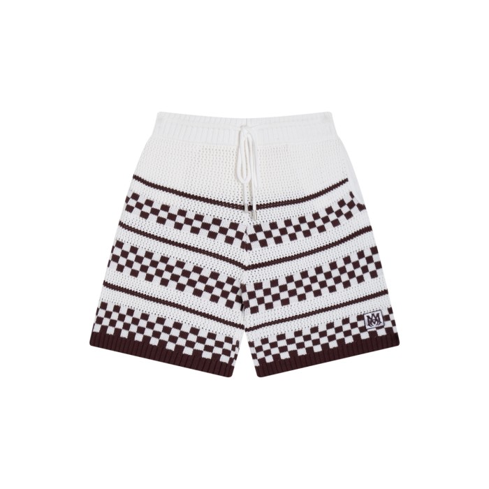 1:1 quality version Color-block Checkered Striped Knit Short Sleeve Top & Shorts Set 2 colors 29307117