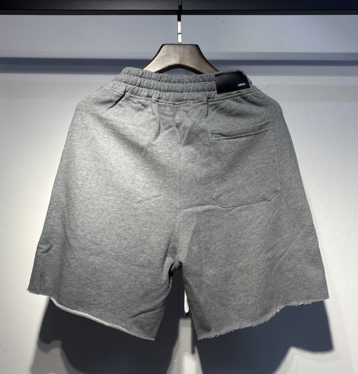 Side Bottom Gothic Letter Logo Raw Cut Hem Drawstring Sweat Shorts 2 colors 29306990