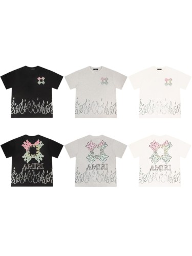 Gradient Cross Logo Bottom Flame Line Print Back Big Gradient Broken Cross Tee 3 colors 29306981