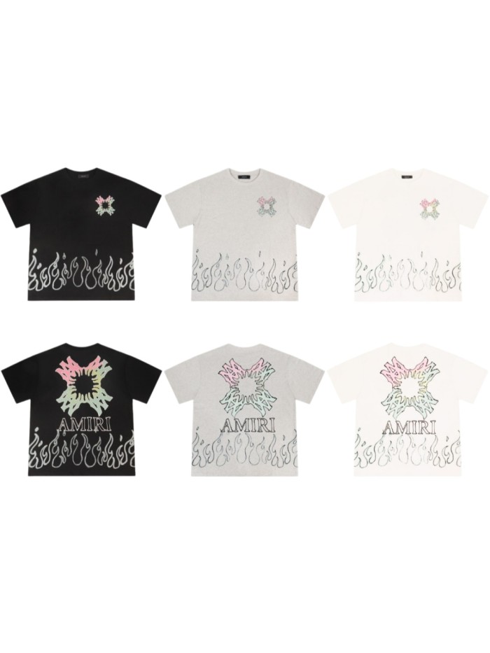 Gradient Cross Logo Bottom Flame Line Print Back Big Gradient Broken Cross Tee 3 colors 29306981