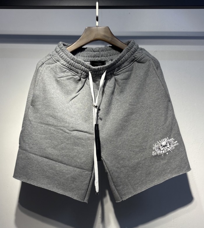 Side Bottom Gothic Letter Logo Raw Cut Hem Drawstring Sweat Shorts 2 colors 29306990