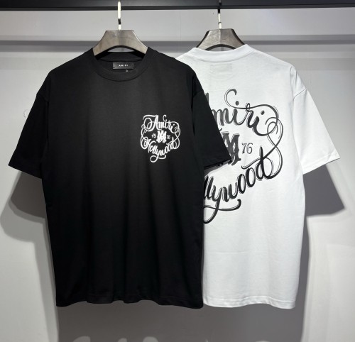 Front Mini Circular Hollywood Script Emblem Back Oversized Swirl Flourish Letter Print Tee 2 colors 29307018