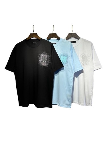 Rhinestone Printing Design Chest Burst Scatter Double A Logo Back Surround Rhinestone Letter Tee 3 colors 29307039