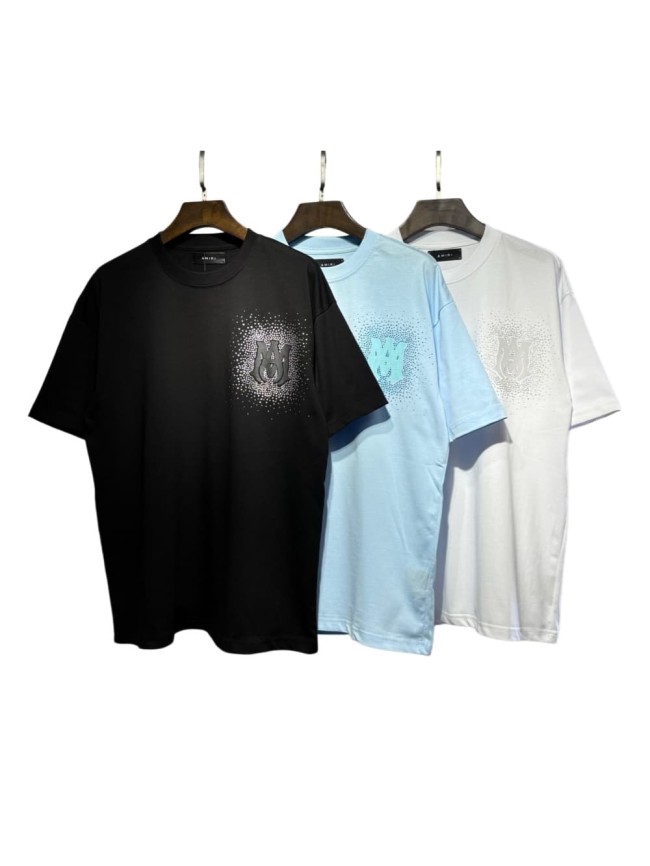 Rhinestone Printing Design Chest Burst Scatter Double A Logo Back Surround Rhinestone Letter Tee 3 colors 29307039