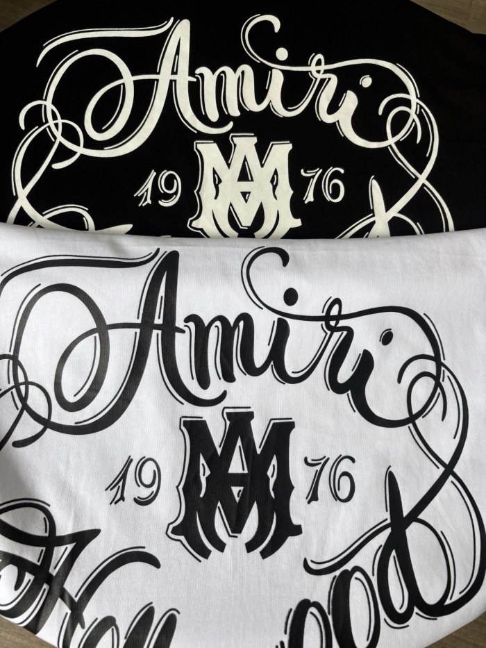 Front Mini Circular Hollywood Script Emblem Back Oversized Swirl Flourish Letter Print Tee 2 colors 29307018