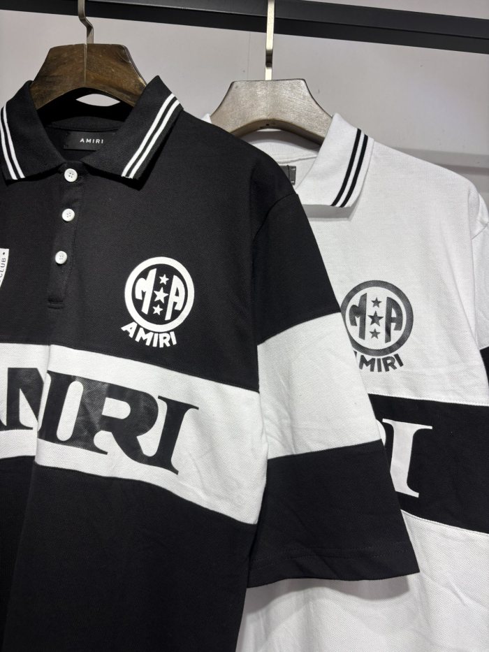 Double Emblem Logo Large Horizontal Letter Print Oversized Striped Collar Polo  Shirt 2 colors 29307078