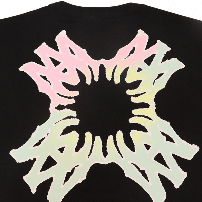 Gradient Cross Logo Bottom Flame Line Print Back Big Gradient Broken Cross Tee 3 colors 29306981