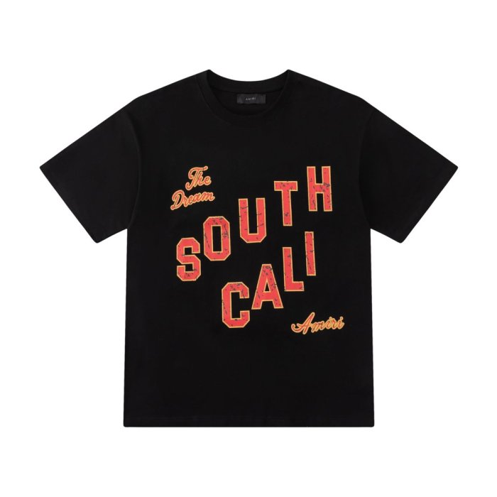 The Dream SOUTH CALI Distressed Varsity Letter Print Plain Back Tee 2 colors 29307005