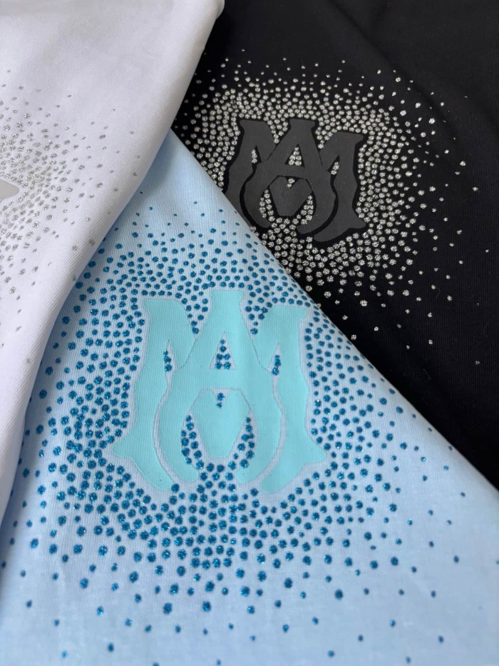 Rhinestone Printing Design Chest Burst Scatter Double A Logo Back Surround Rhinestone Letter Tee 3 colors 29307039