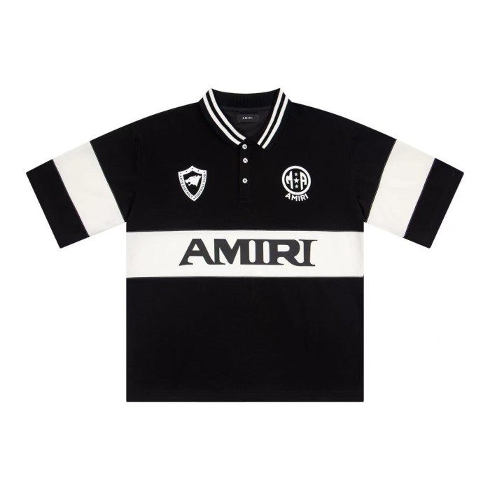 Double Emblem Logo Large Horizontal Letter Print Oversized Striped Collar Polo  Shirt 2 colors 29307078
