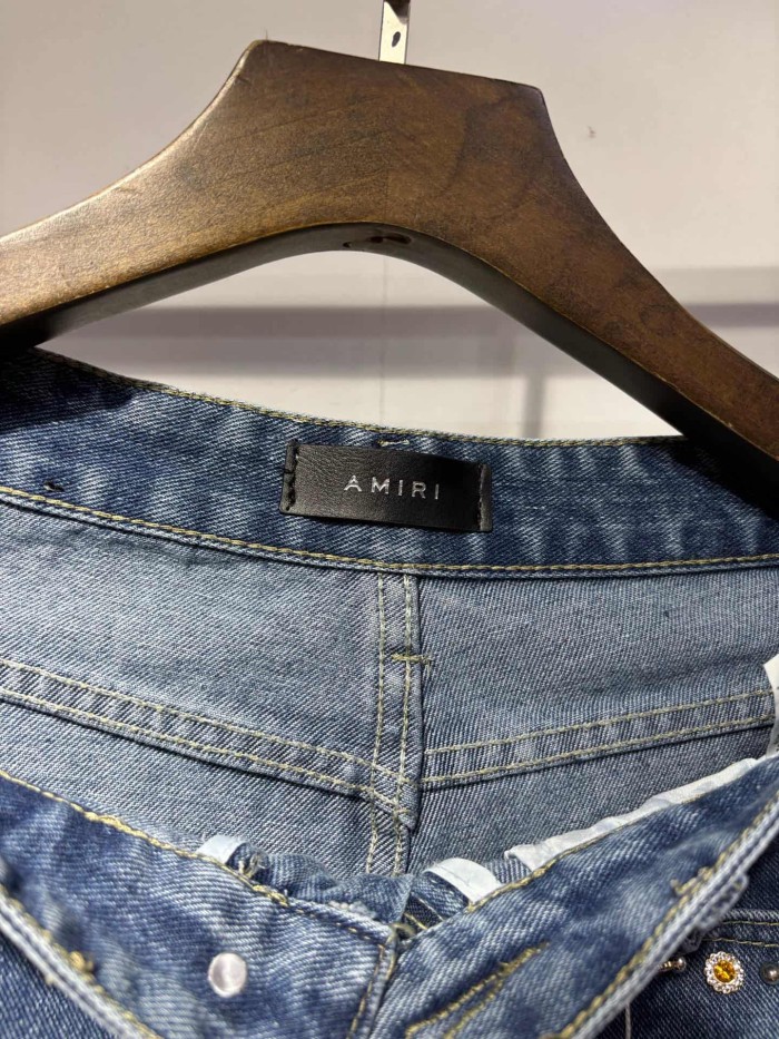 Multi-Color Rhinestone & Metal Stud Embellished Raw Frayed Hem Knee Length Denim Shorts 2 colors 29307055