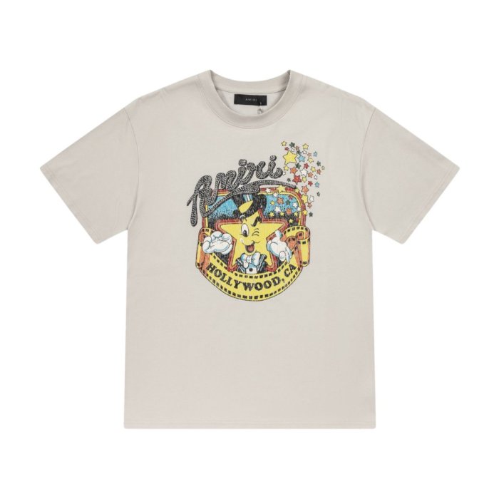 Single-Sided Retro Cartoon Hollywood Star Film Reel Graphic Plain Back Oversized Tee 2 colors 29307046