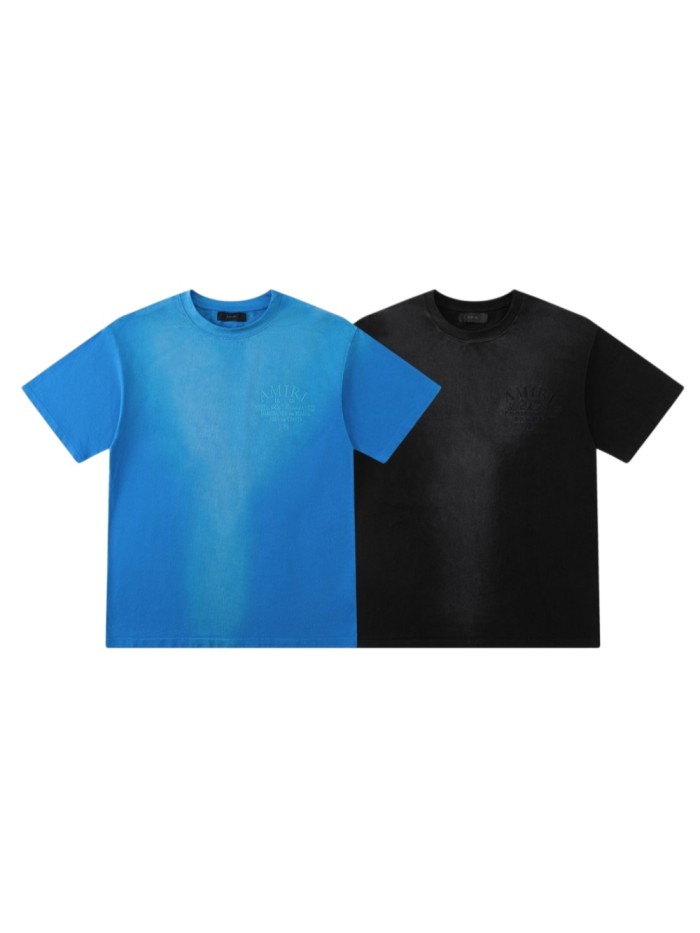 Gradient Ombre Pigment Washed Single-Sided Chest Embossed Gothic Script Logo Tee 2 colors 29306983