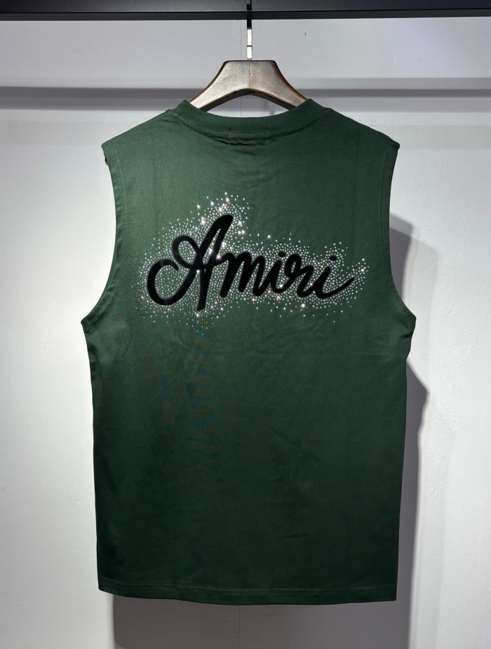 Front Mini Rhinestone Script Emblem Back Big Cursive Brand Letter Print Tank Top 4 colors 29306999