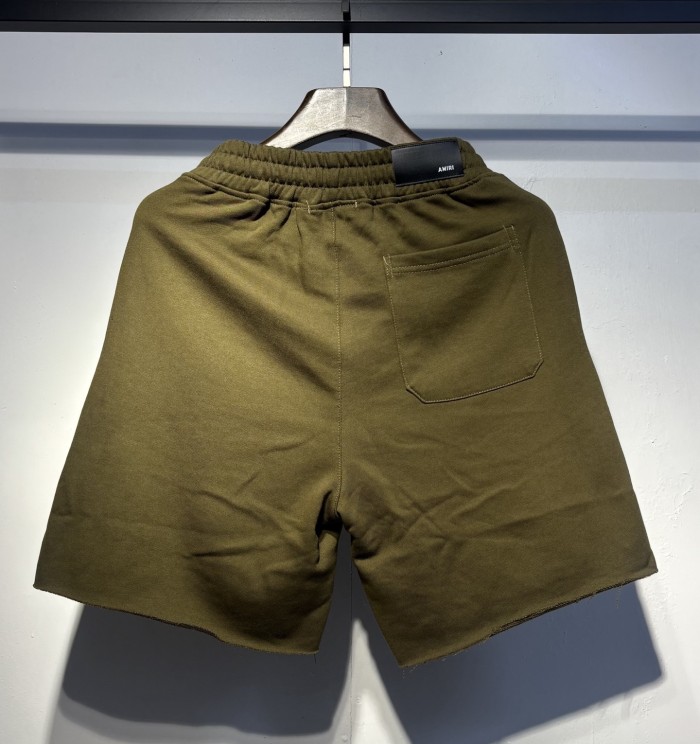 Front Lower Leg Embroidery Letter Logo Raw Frayed Hem Elastic Drawstring Sweat Shorts 2 colors 29306992