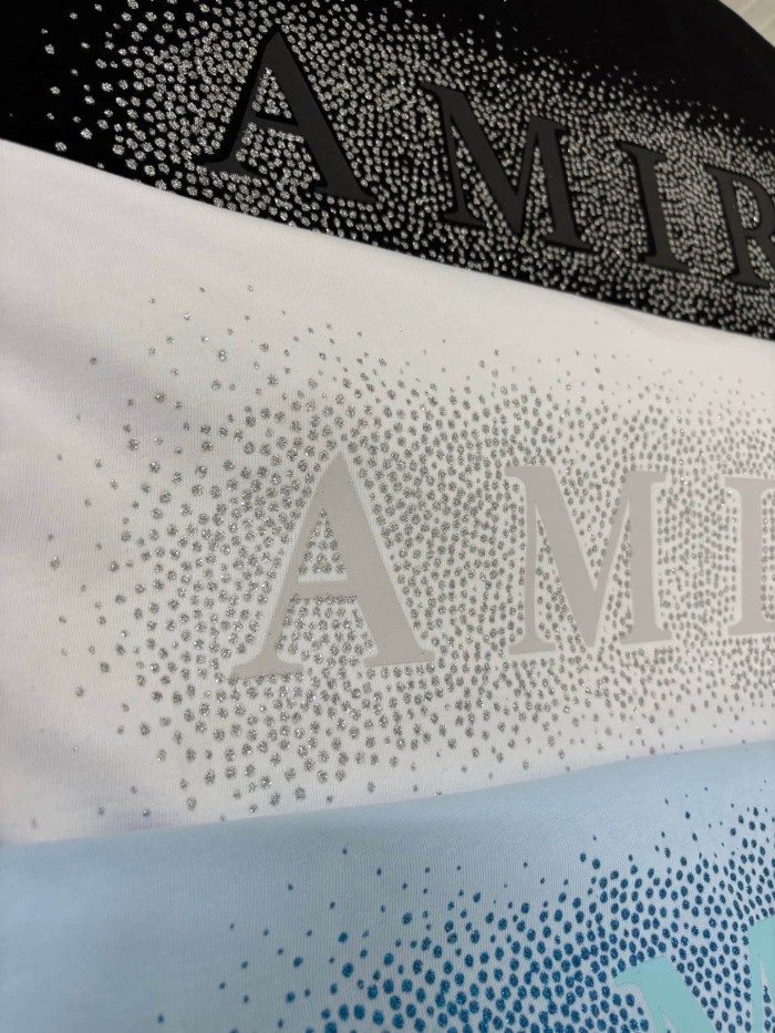 Rhinestone Printing Design Chest Burst Scatter Double A Logo Back Surround Rhinestone Letter Tee 3 colors 29307039
