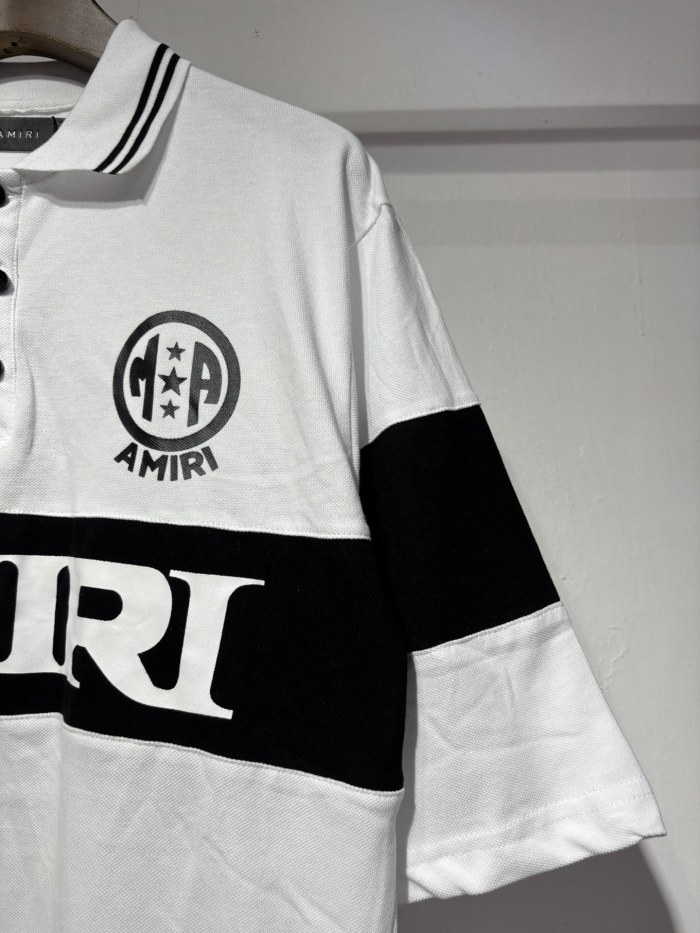 Double Emblem Logo Large Horizontal Letter Print Oversized Striped Collar Polo  Shirt 2 colors 29307078