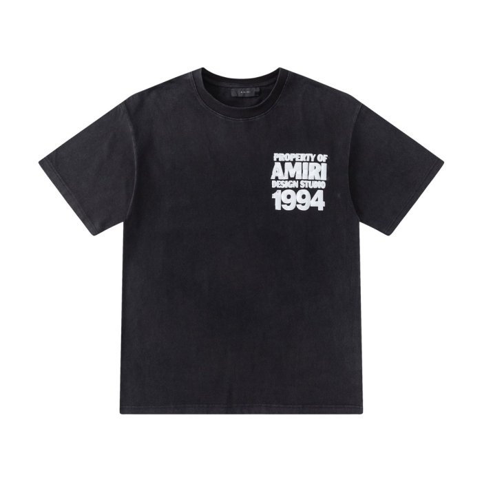 Gradient Blue PROPERTY OF AMIRI 1994 Text Back Large Distressed Bold Block Letter Tee 2 colors 29307012
