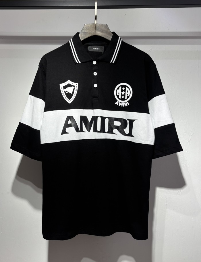 Double Emblem Logo Large Horizontal Letter Print Oversized Striped Collar Polo  Shirt 2 colors 29307078
