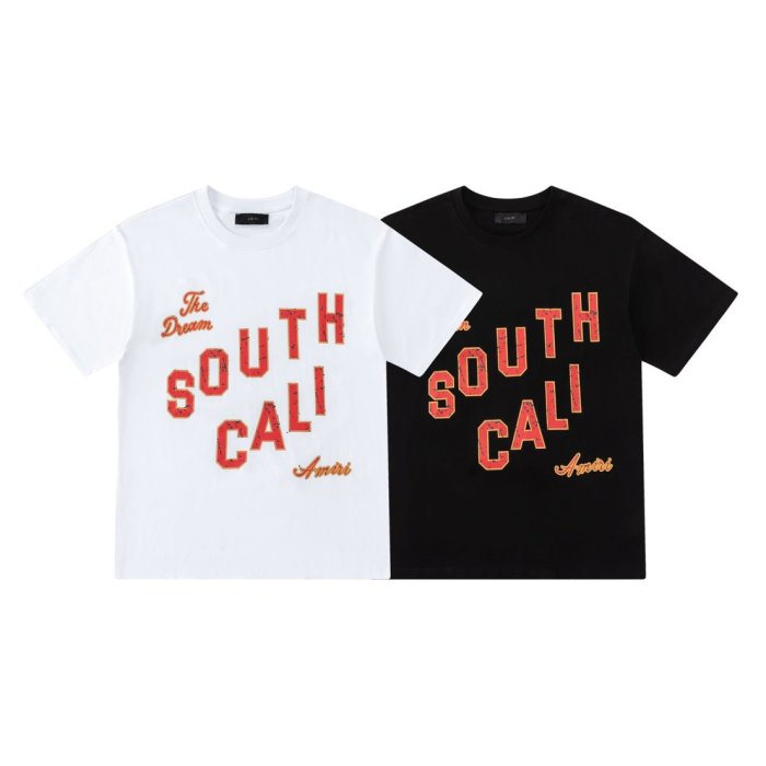 The Dream SOUTH CALI Distressed Varsity Letter Print Plain Back Tee 2 colors 29307005