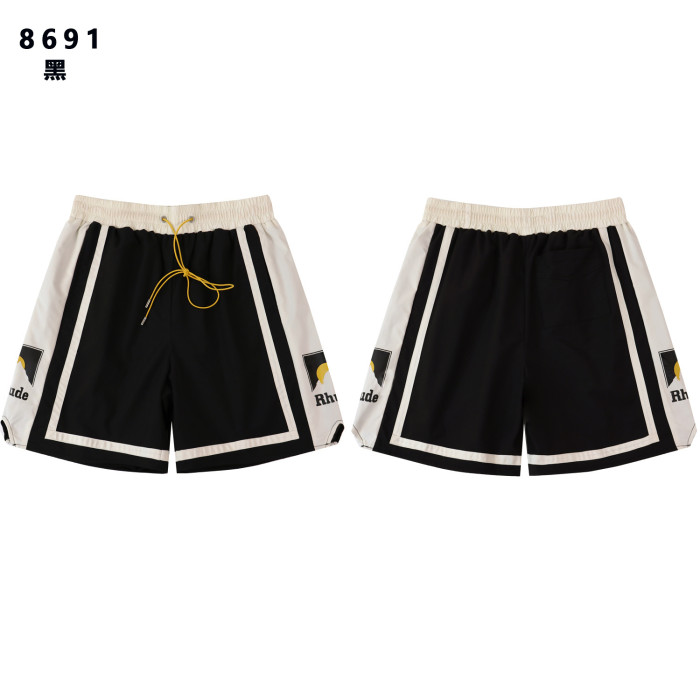 Two-Tone Color Block Side Panel Hem Mini Logo Elastic Drawstring Waist Relaxed Fit Elastic Shorts 4 colors 29311419