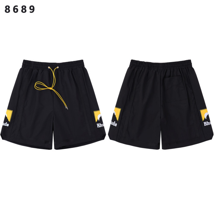Yellow Frame Mountain Sunset Mini Logo Side Vertical Stripe Elastic Drawstring Waist Athletic Shorts 3 colors 29311565