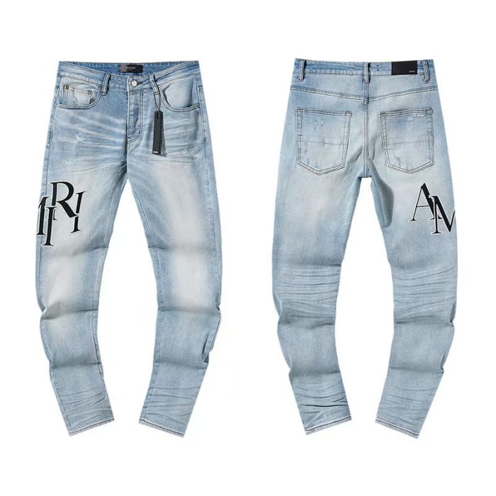 Multi Hand Ripped Destroyed Frayed Letter Logo Side Print Washed Ripped Skinny Stretch Denim Jeans 18 colors 29313539