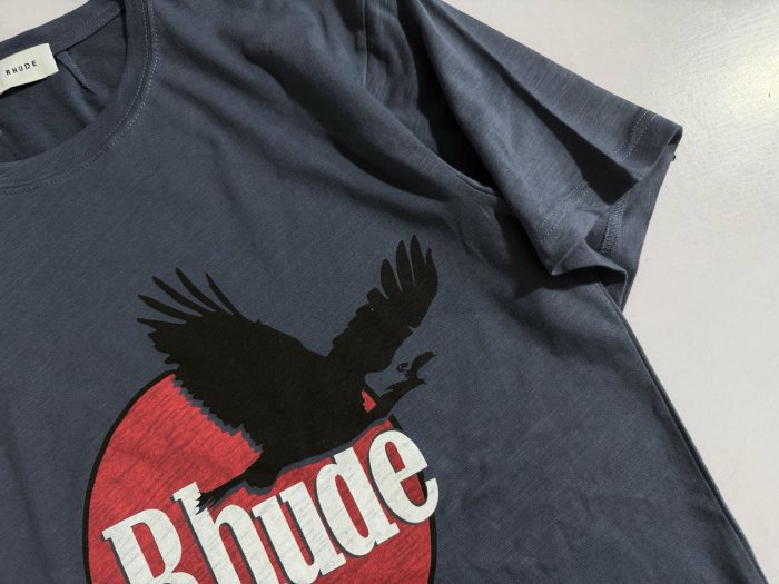 American Retro Streetwear Single-Sided Flying Eagle Red Circle Big Letter Graphic Plain Back Tee 29310951