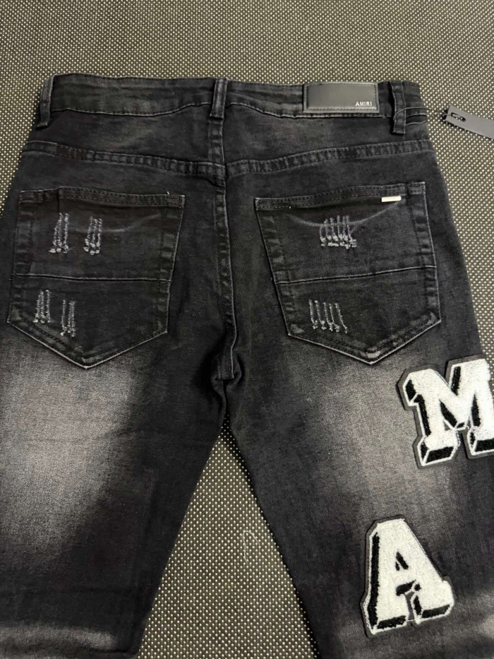 New Spring Autumn Black Slim Flare Ripped Patch Streetwear Jeans 29310922