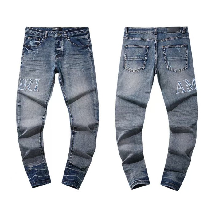 Multi Hand Ripped Destroyed Frayed Letter Logo Side Print Washed Ripped Skinny Stretch Denim Jeans 18 colors 29313539