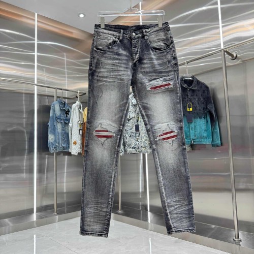 Distressed Washed Streetwear with Ripped Craft Slim Skinny Stretch Jeans 29310923